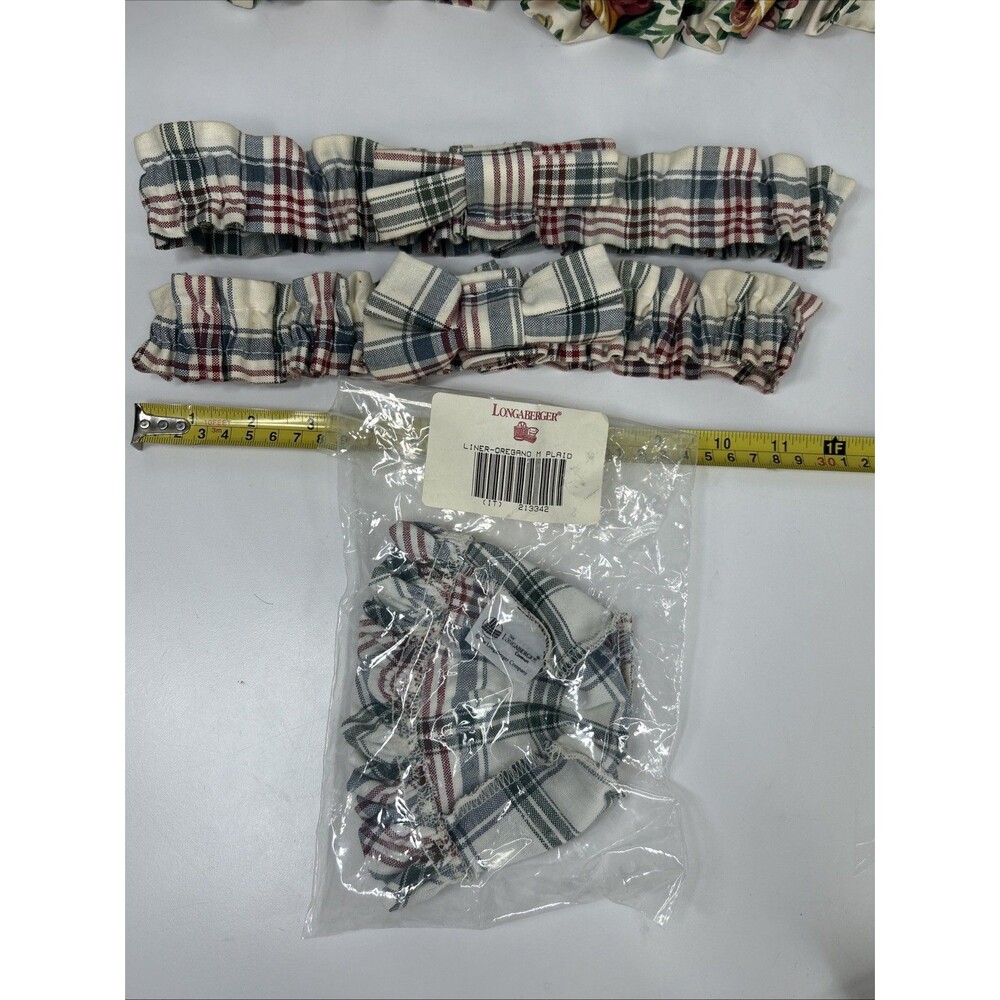 Longaberger Fabric Basket Cake Liner Garter Lot Ficus Ruffled Floral Daisy Plaid - Picture 4 of 13